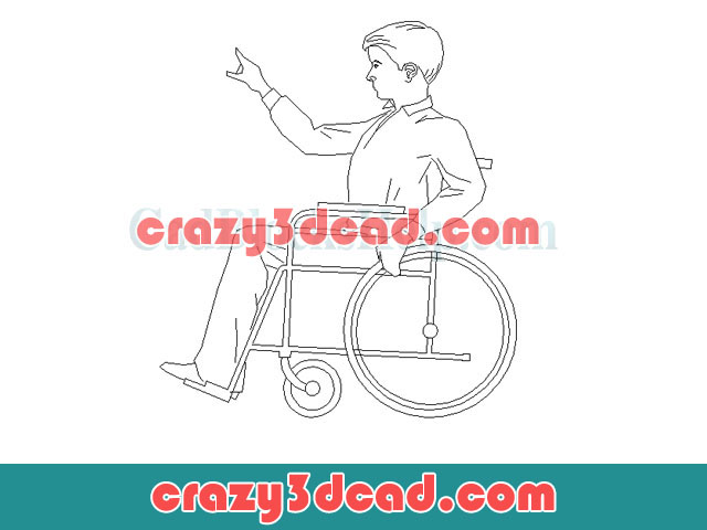 Wheelchair child figure cad blocks